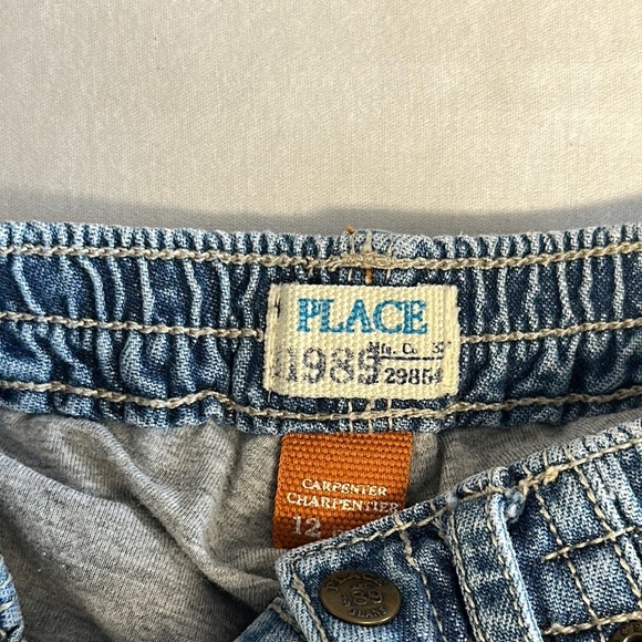 The Children's Place Blue Carpenter Jeans lined with grey jersey cotton - Picture 2 of 4